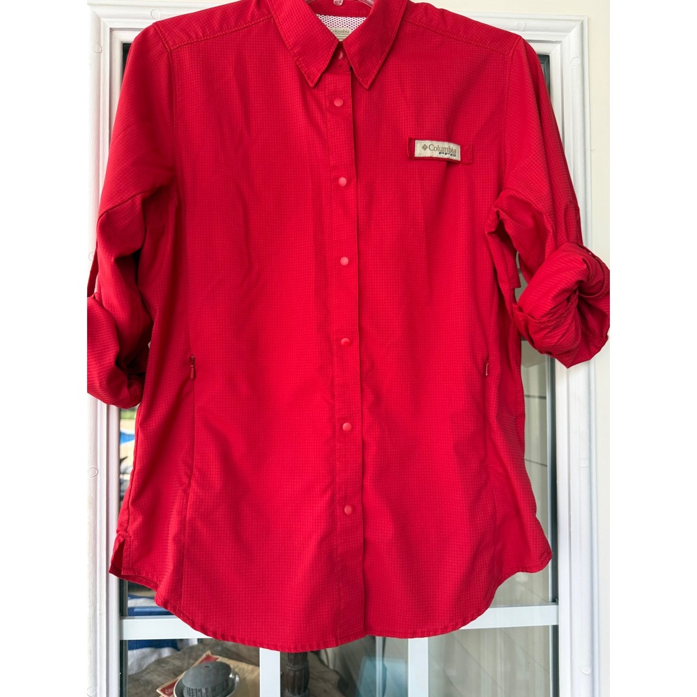 Columbia Sportswear PFG women's small red Tamiami II long-sleeve fishing shirt